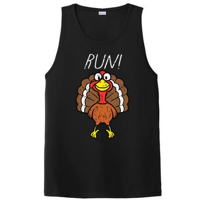 Turkey Run Funny Happy Thanksgiving Day PosiCharge Competitor Tank