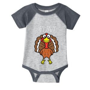 Turkey Run Funny Happy Thanksgiving Day Infant Baby Jersey Bodysuit