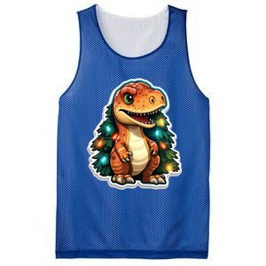 Tree Rex Funny Christmas Tree T Rex Dinosaur Santa Claus Hat Cool Gift Mesh Reversible Basketball Jersey Tank