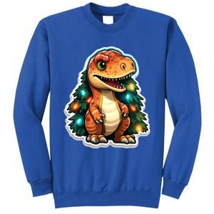 Tree Rex Funny Christmas Tree T Rex Dinosaur Santa Claus Hat Cool Gift Tall Sweatshirt