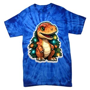 Tree Rex Funny Christmas Tree T Rex Dinosaur Santa Claus Hat Cool Gift Tie-Dye T-Shirt