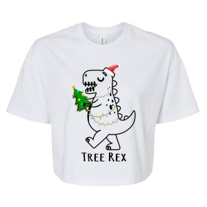 Tree Rex Funny Xmas Christmas Trex Gift Bella+Canvas Jersey Crop Tee