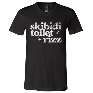 Toilet Rizz Funny Meme V-Neck T-Shirt