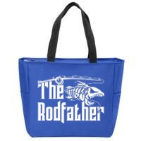 The Rodfather Funny Fishing Skeleton Fish Father's Day Meaningful Gift Zip Tote Bag