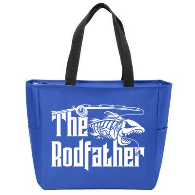 The Rodfather Funny Fishing Skeleton Fish Father's Day Meaningful Gift Zip Tote Bag