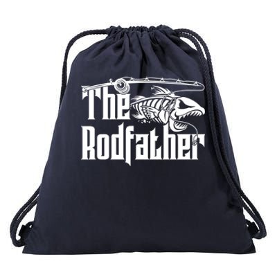 The Rodfather Funny Fishing Skeleton Fish Father's Day Meaningful Gift Drawstring Bag