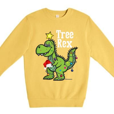 Tree Rex Funny Christmas Tree Santa Dino Holiday Costume Funny Gift Premium Crewneck Sweatshirt