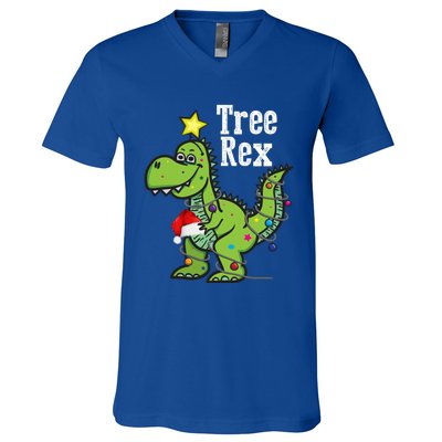 Tree Rex Funny Christmas Tree Santa Dino Holiday Costume Funny Gift V-Neck T-Shirt