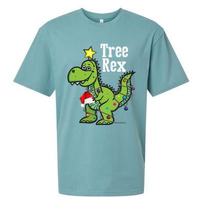 Tree Rex Funny Christmas Tree Santa Dino Holiday Costume Funny Gift Sueded Cloud Jersey T-Shirt