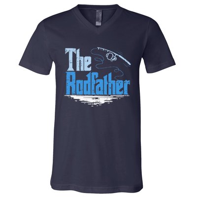 The Rodfather Funny Fishing Parody V-Neck T-Shirt