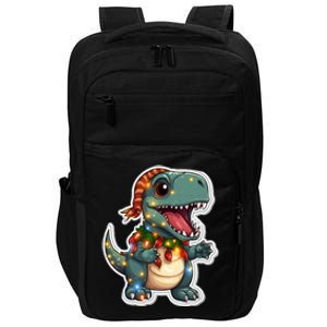 Tree Rex Funny Christmas Tree T Rex Dinosaur Santa Claus Hat Cool Gift Impact Tech Backpack