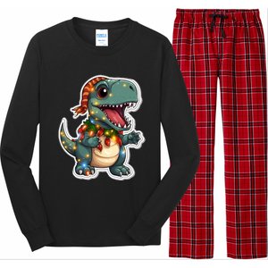 Tree Rex Funny Christmas Tree T Rex Dinosaur Santa Claus Hat Cool Gift Long Sleeve Pajama Set