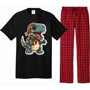 Tree Rex Funny Christmas Tree T Rex Dinosaur Santa Claus Hat Cool Gift Pajama Set