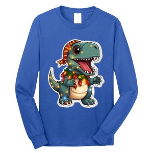 Tree Rex Funny Christmas Tree T Rex Dinosaur Santa Claus Hat Cool Gift Long Sleeve Shirt