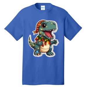 Tree Rex Funny Christmas Tree T Rex Dinosaur Santa Claus Hat Cool Gift Tall T-Shirt