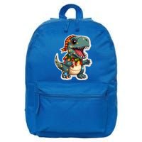 Tree Rex Funny Christmas Tree T Rex Dinosaur Santa Claus Hat Cool Gift 16 in Basic Backpack