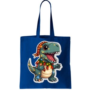 Tree Rex Funny Christmas Tree T Rex Dinosaur Santa Claus Hat Cool Gift Tote Bag