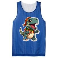 Tree Rex Funny Christmas Tree T Rex Dinosaur Santa Claus Hat Cool Gift Mesh Reversible Basketball Jersey Tank