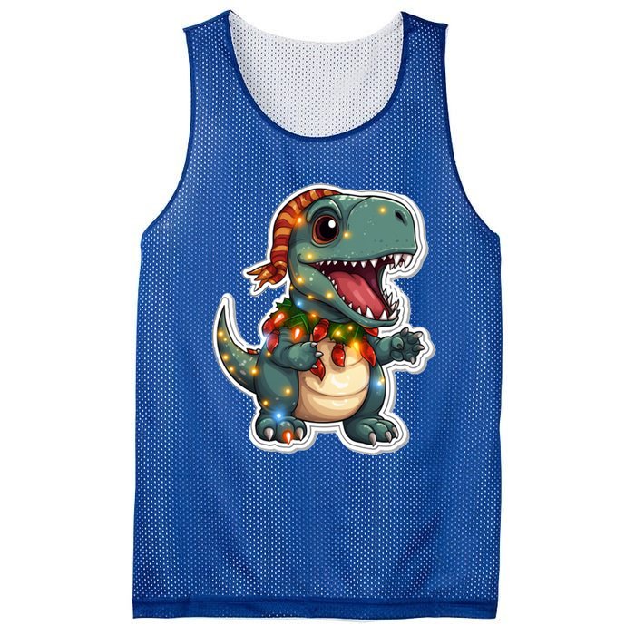 Tree Rex Funny Christmas Tree T Rex Dinosaur Santa Claus Hat Cool Gift Mesh Reversible Basketball Jersey Tank