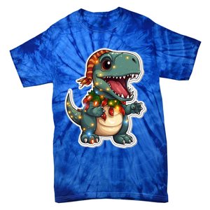 Tree Rex Funny Christmas Tree T Rex Dinosaur Santa Claus Hat Cool Gift Tie-Dye T-Shirt