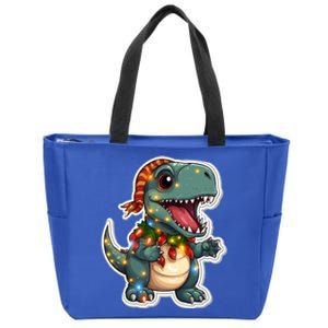 Tree Rex Funny Christmas Tree T Rex Dinosaur Santa Claus Hat Cool Gift Zip Tote Bag