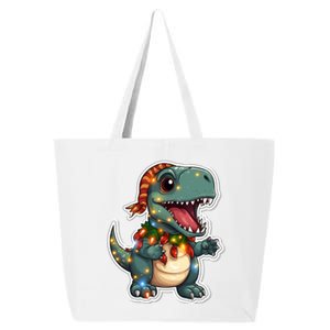 Tree Rex Funny Christmas Tree T Rex Dinosaur Santa Claus Hat Cool Gift 25L Jumbo Tote