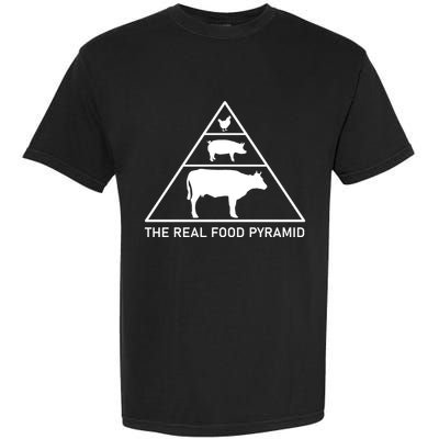 The Real Food Pyramid Beef Pork Chicken Garment-Dyed Heavyweight T-Shirt