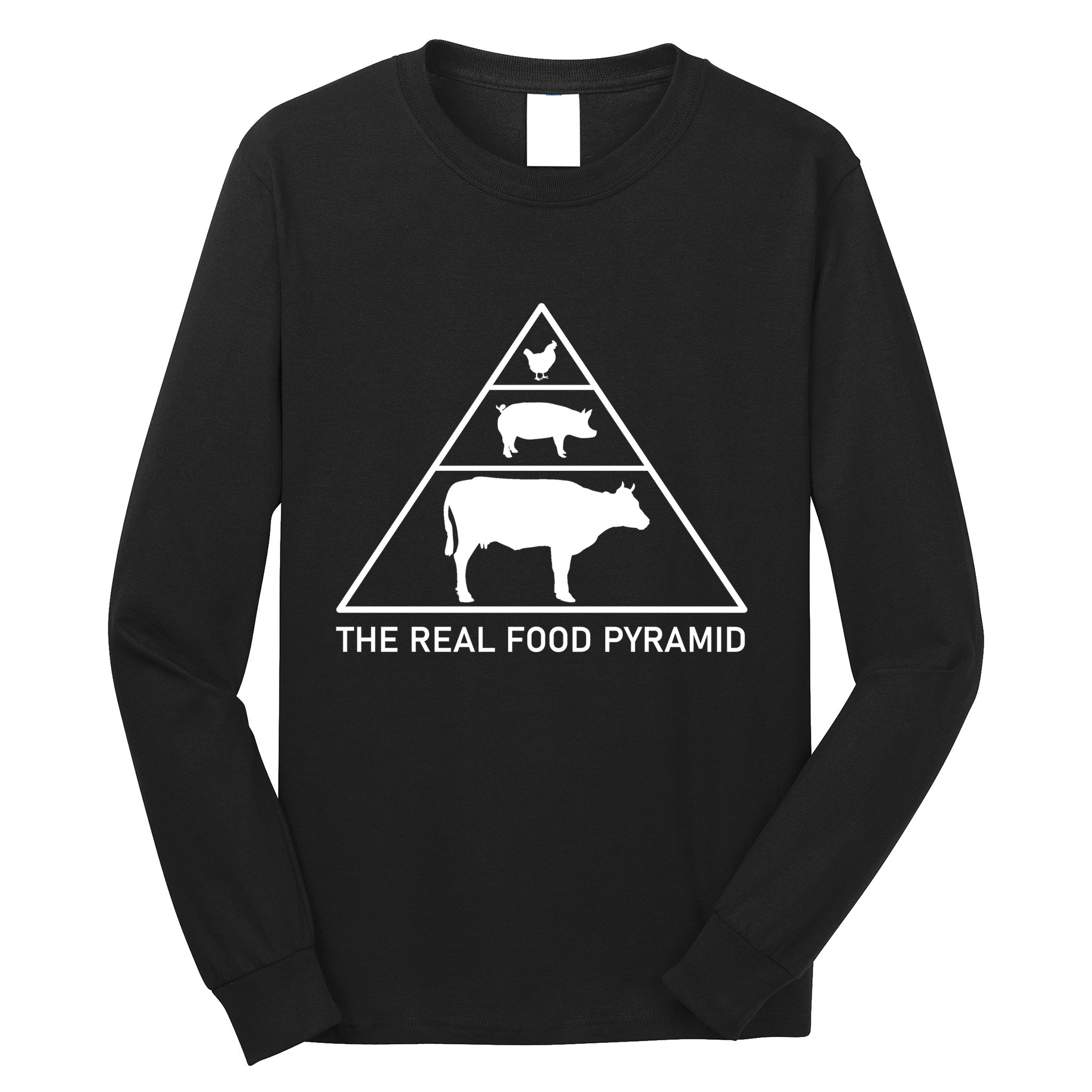 The Real Food Pyramid Beef Pork Chicken Long Sleeve Shirt