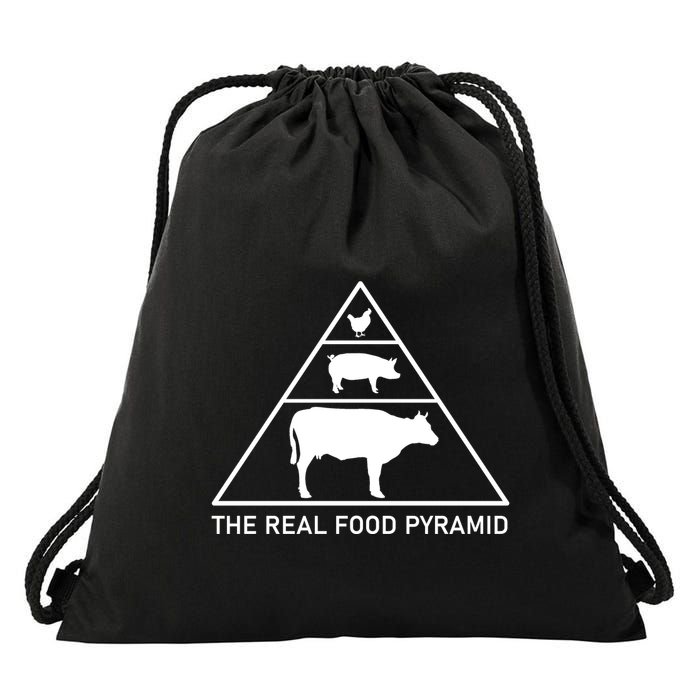 The Real Food Pyramid Beef Pork Chicken Drawstring Bag