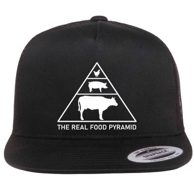 The Real Food Pyramid Beef Pork Chicken Flatbill Hat