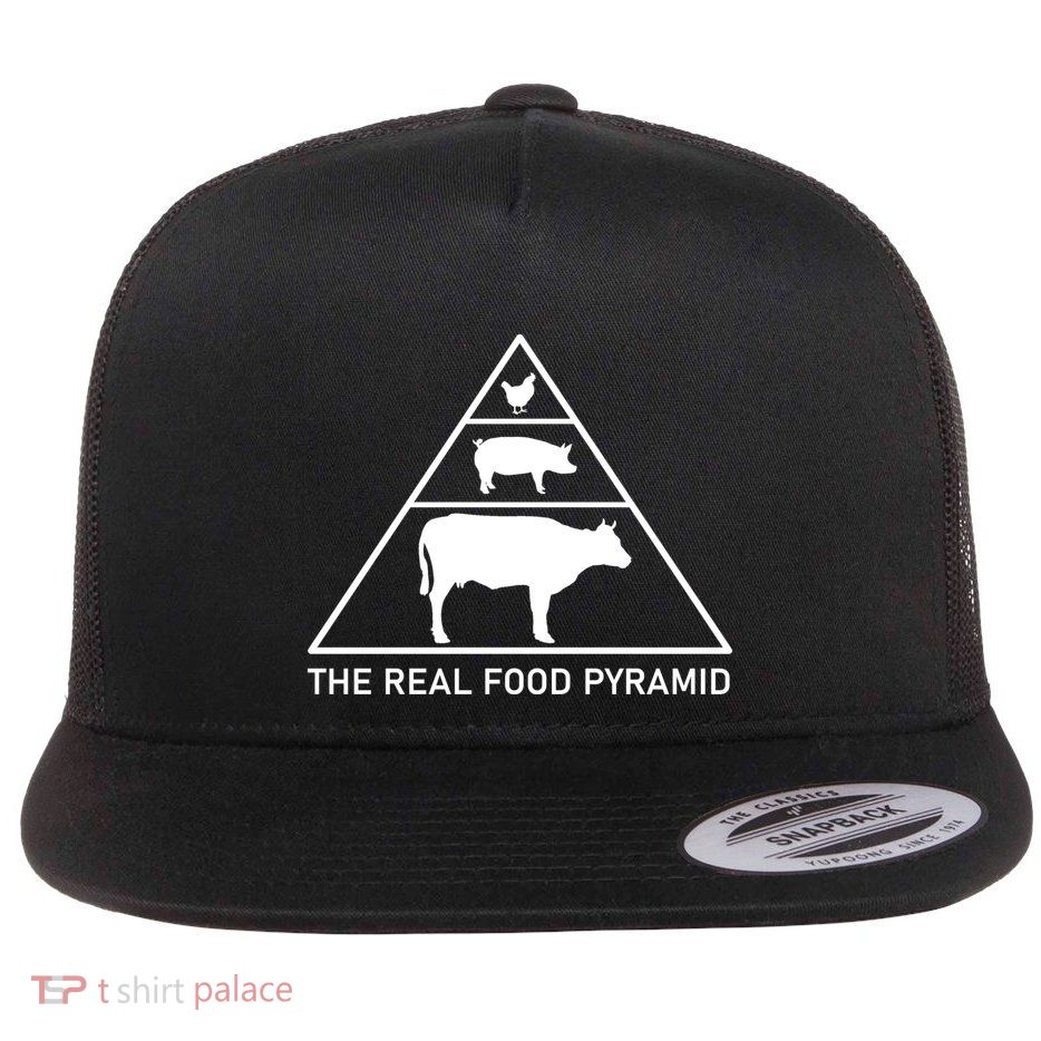 The Real Food Pyramid Beef Pork Chicken Flatbill Hat