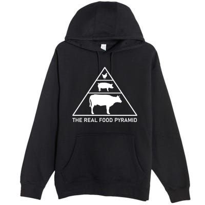The Real Food Pyramid Beef Pork Chicken Premium Pullover Hoodie