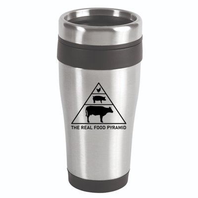 The Real Food Pyramid Beef Pork Chicken 16oz Travel Tumbler