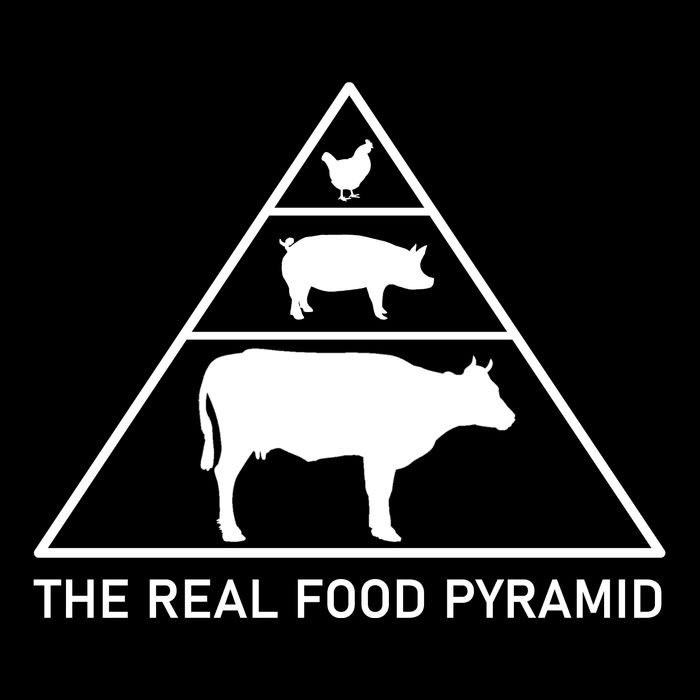 The Real Food Pyramid Beef Pork Chicken Pom Pom 12in Knit Beanie