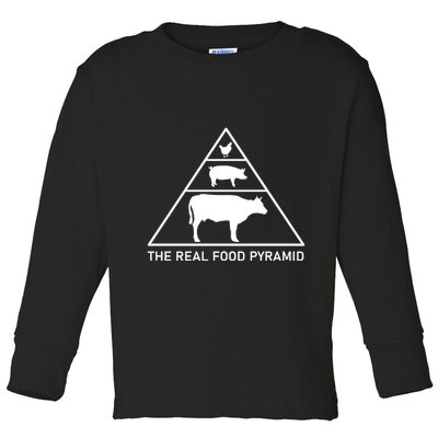 The Real Food Pyramid Beef Pork Chicken Toddler Long Sleeve Shirt