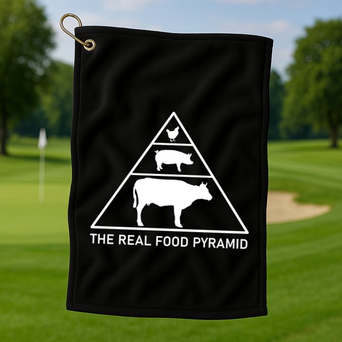 The Real Food Pyramid Beef Pork Chicken Golf Towel