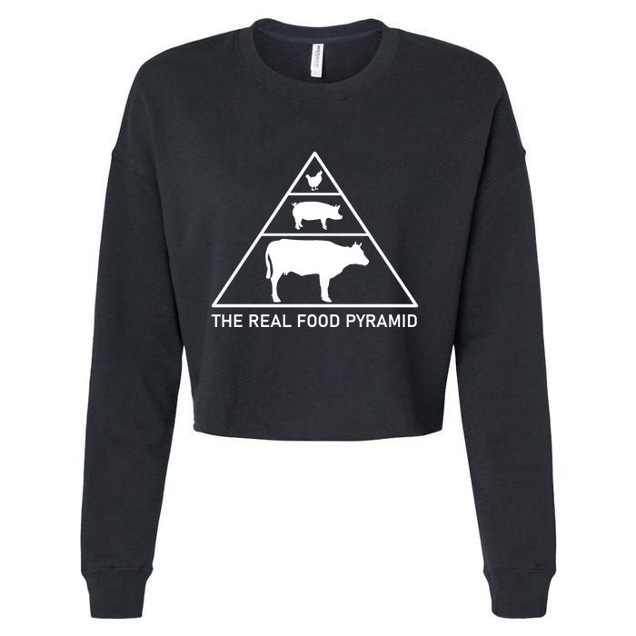 The Real Food Pyramid Beef Pork Chicken Cropped Pullover Crew