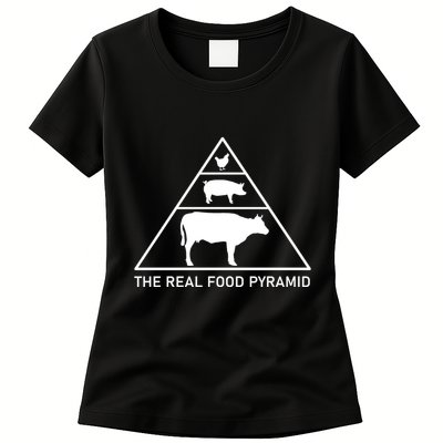 The Real Food Pyramid Beef Pork Chicken Womens T-Shirt