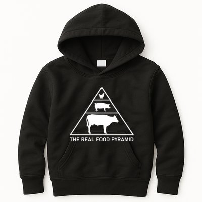 The Real Food Pyramid Beef Pork Chicken Kids Hoodie