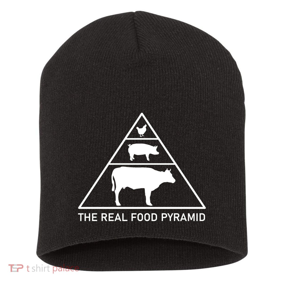 The Real Food Pyramid Beef Pork Chicken Short Acrylic Beanie