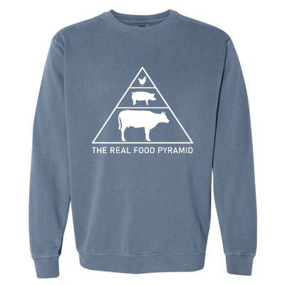 The Real Food Pyramid Beef Pork Chicken Garment-Dyed Sweatshirt