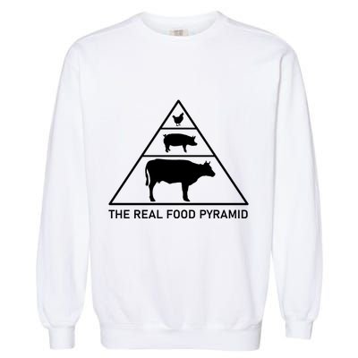 The Real Food Pyramid Beef Pork Chicken Garment-Dyed Sweatshirt