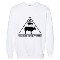 The Real Food Pyramid Beef Pork Chicken Garment-Dyed Sweatshirt