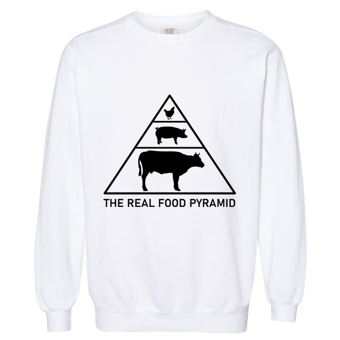 The Real Food Pyramid Beef Pork Chicken Garment-Dyed Sweatshirt