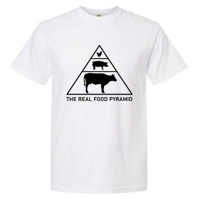 The Real Food Pyramid Beef Pork Chicken Garment-Dyed Heavyweight T-Shirt