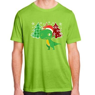 Tree Rex Funny Dinosaur Christmas Santa Hat Xmas Tree Gift Adult ChromaSoft Performance T-Shirt