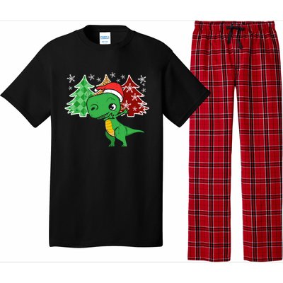 Tree Rex Funny Dinosaur Christmas Santa Hat Xmas Tree Gift Pajama Set