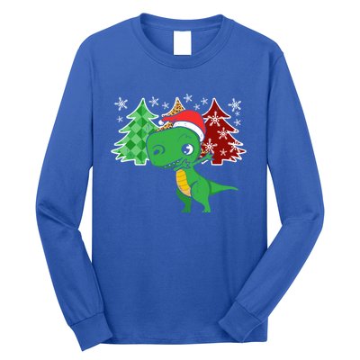 Tree Rex Funny Dinosaur Christmas Santa Hat Xmas Tree Gift Long Sleeve Shirt