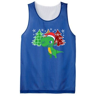 Tree Rex Funny Dinosaur Christmas Santa Hat Xmas Tree Gift Mesh Reversible Basketball Jersey Tank