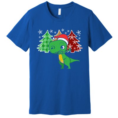 Tree Rex Funny Dinosaur Christmas Santa Hat Xmas Tree Gift Premium T-Shirt